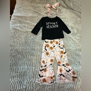 Matching set. Spooky season shirt. Ghost bell bottom pants. 12-18 months